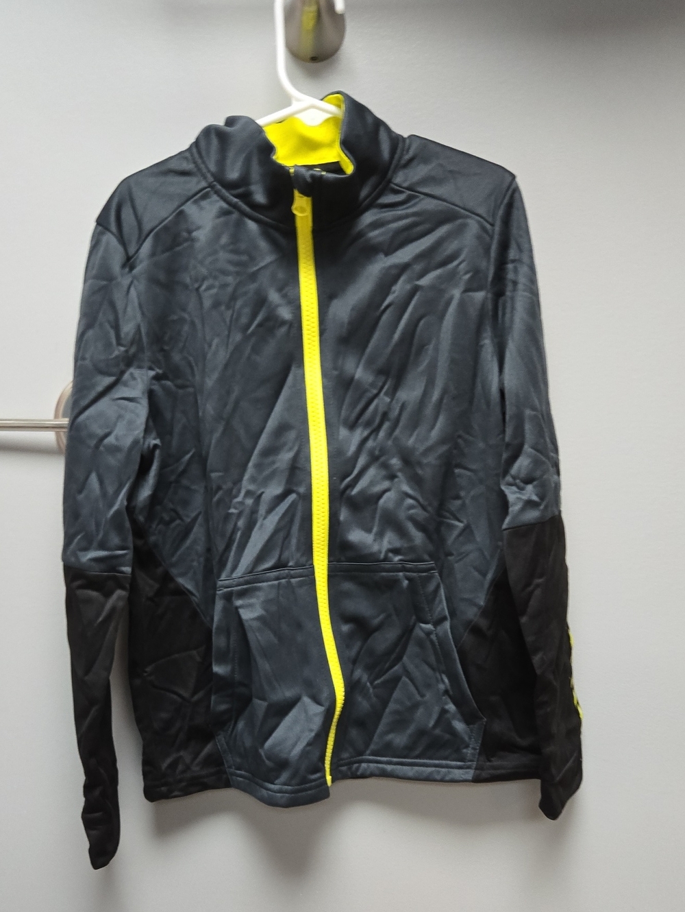 Athletic Works Black Jacket with Yellow Zipper and Trim